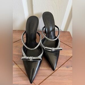 Schutz Black Heels with Silver Accents